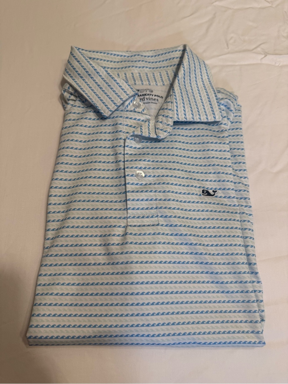 Vineyard Vines Youth Light Blue Wave-Stripe Polo